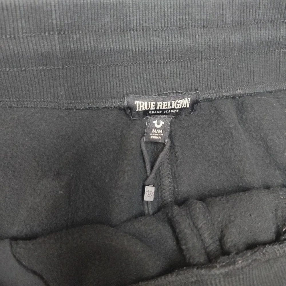True Religion Jogger Pants Mens M Black Shine Arch‎ Classic Jogger Fleece School